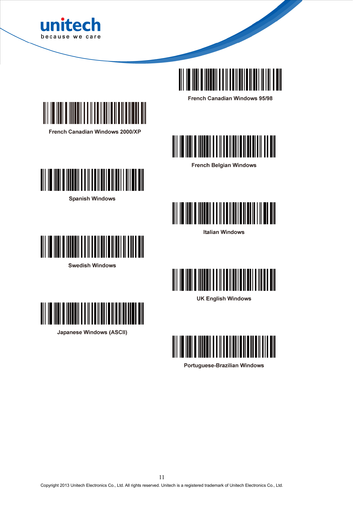                      11 Copyright 2013 Unitech Electronics Co., Ltd. All rights reserved. Unitech is a registered trademark of Unitech Electronics Co., Ltd. 