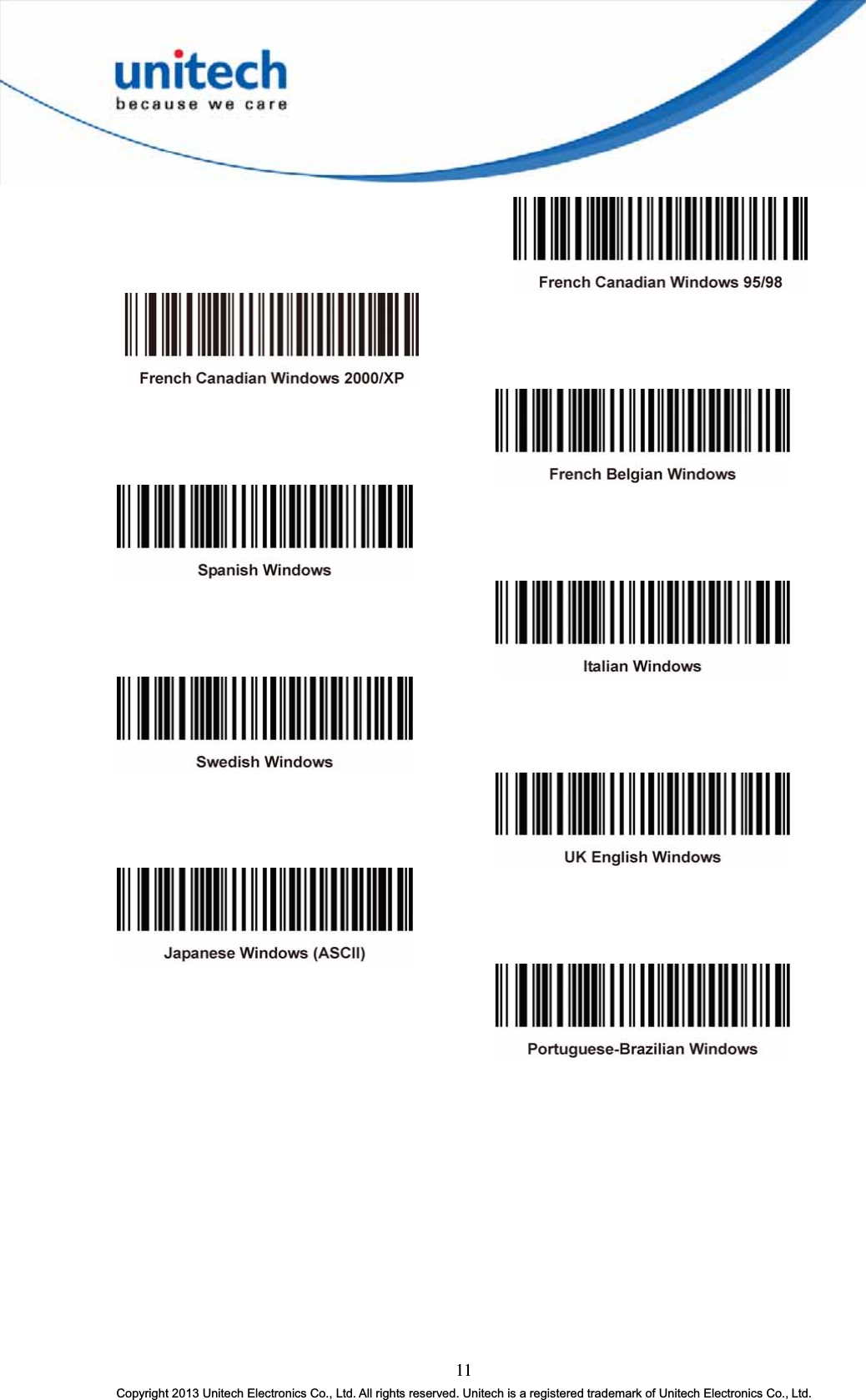 11Copyright 2013 Unitech Electronics Co., Ltd. All rights reserved. Unitech is a registered trademark of Unitech Electronics Co., Ltd. 