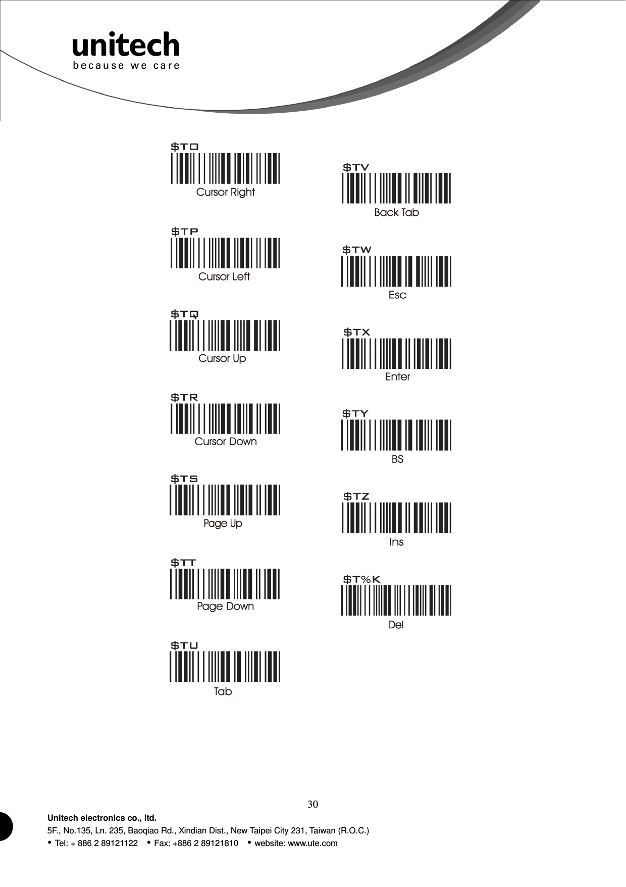  30 Unitech electronics co., ltd. 5F., No.135, Ln. 235, Baoqiao Rd., Xindian Dist., New Taipei City 231, Taiwan (R.O.C.)  Tel: + 886 2 89121122    Fax: +886 2 89121810    website: www.ute.com                           