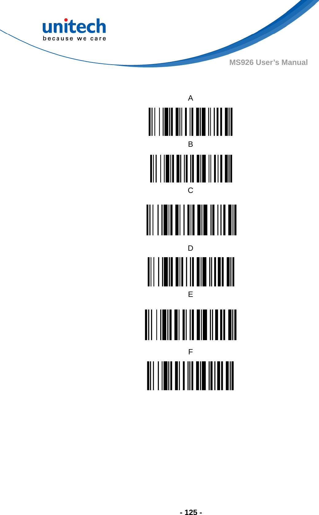  - 125 - MS926 User’s Manual     A  B  C D  E F   