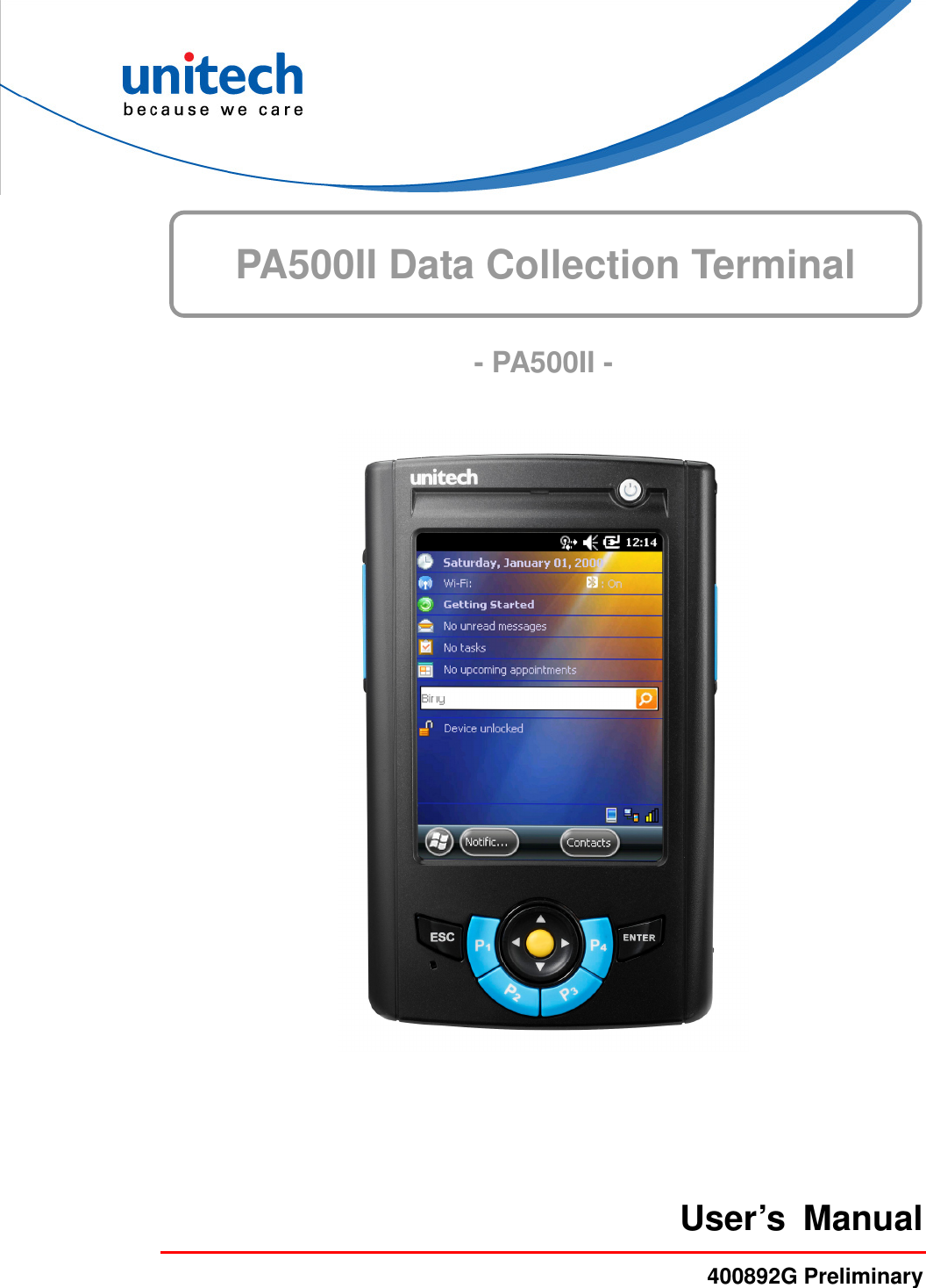  PA500II Data Collection Terminal       - PA500II -  User’s  Manual 400892G Preliminary 