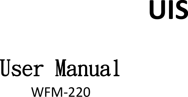 UISUser ManualWFM‐220  