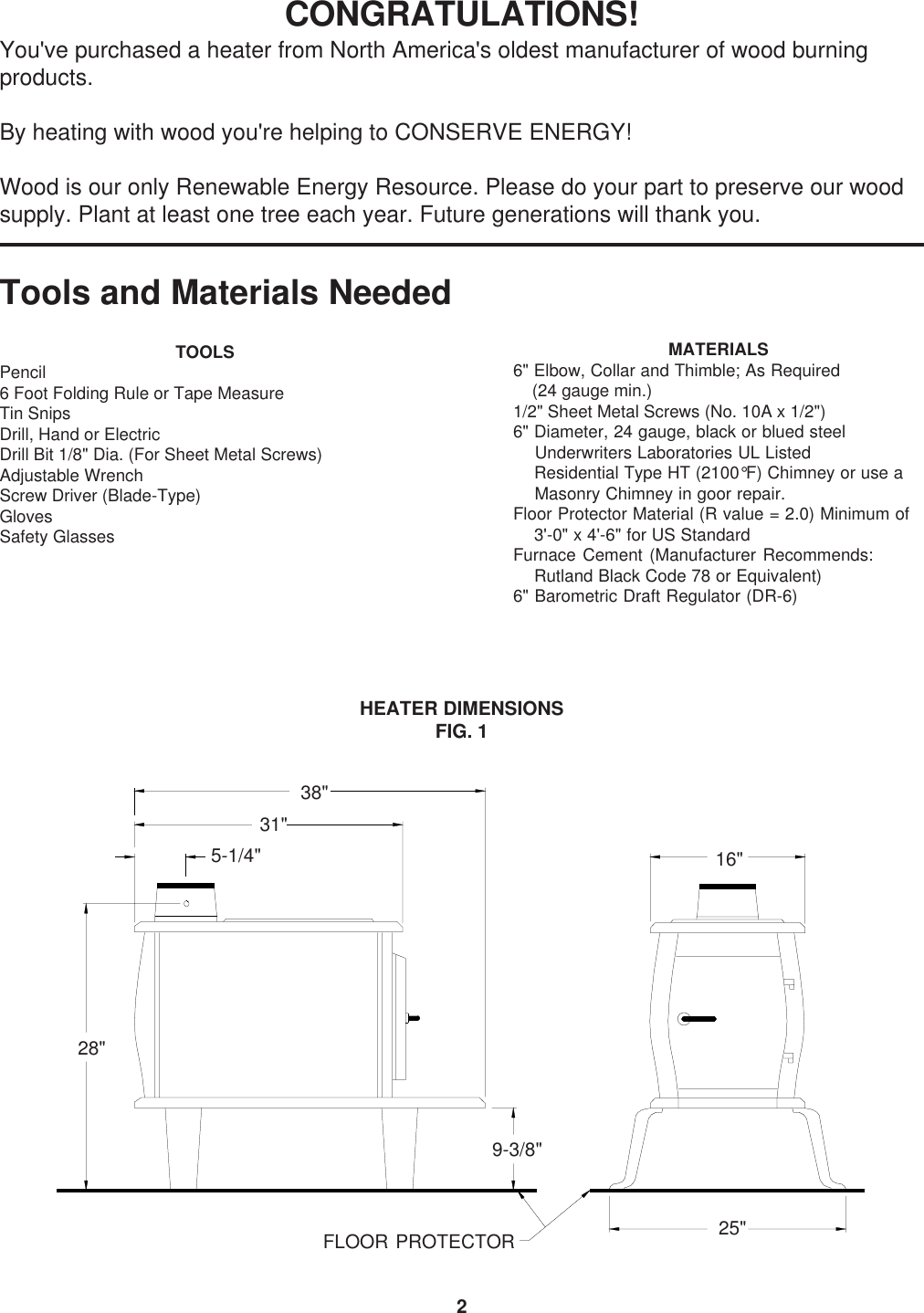 Page 2 of 12 - United-States-Stove United-States-Stove-Logwood-2421-Users-Manual- 2421 Manual  United-states-stove-logwood-2421-users-manual