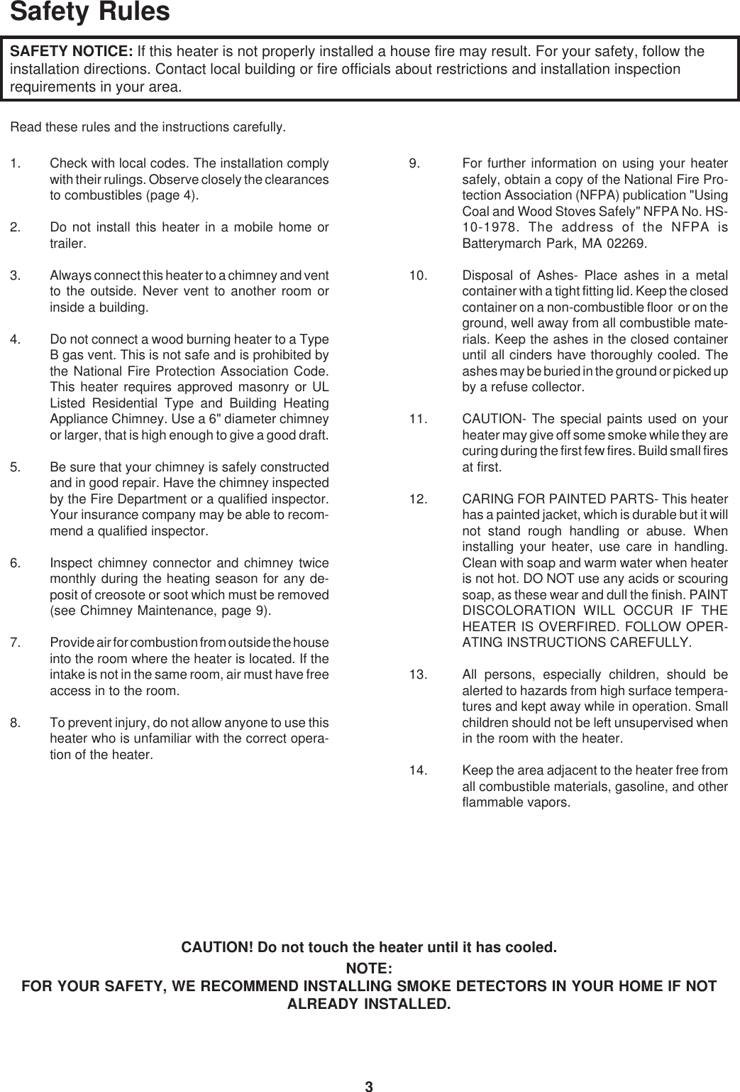 Page 3 of 12 - United-States-Stove United-States-Stove-Logwood-2421-Users-Manual- 2421 Manual  United-states-stove-logwood-2421-users-manual