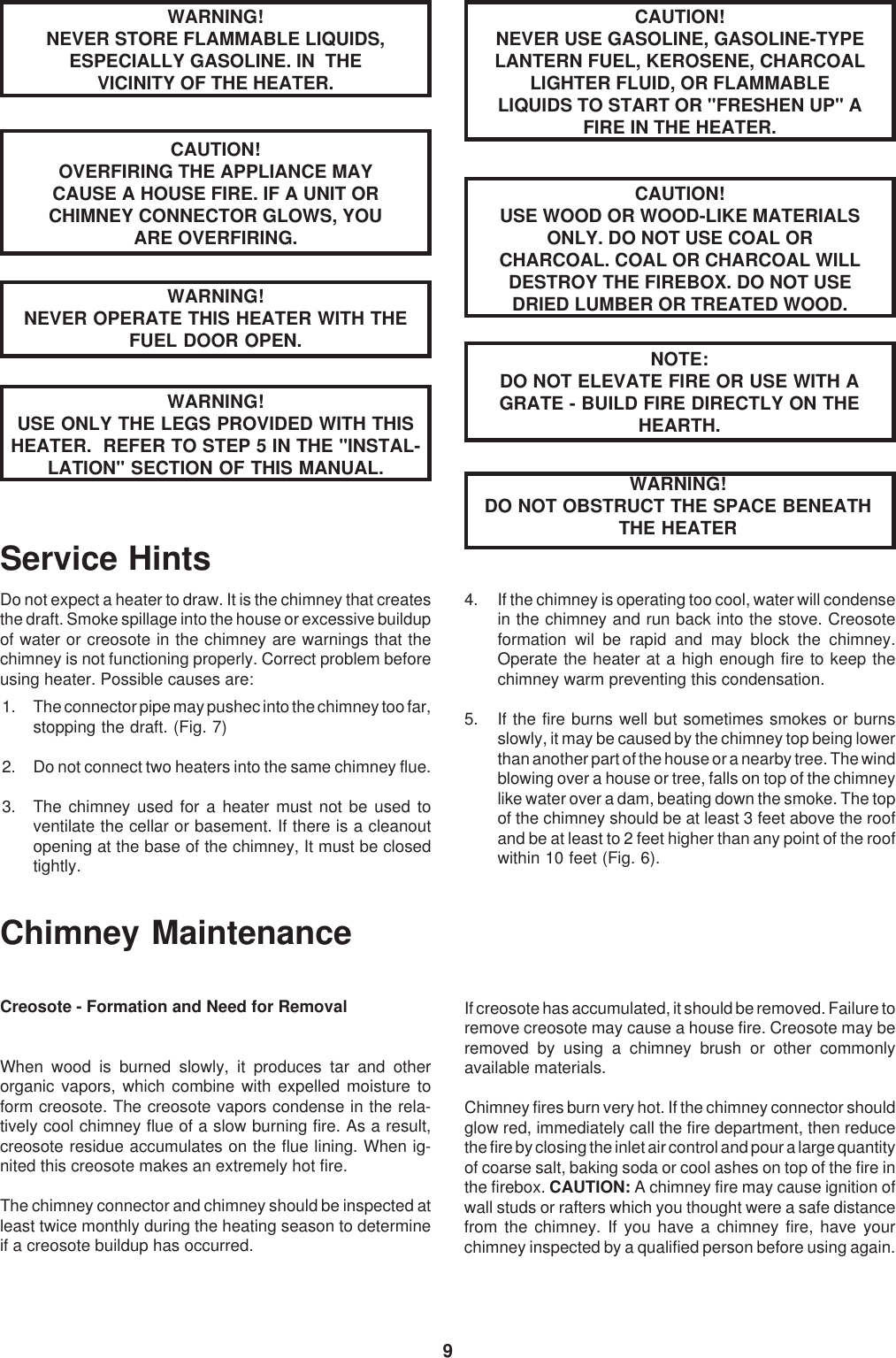 Page 9 of 12 - United-States-Stove United-States-Stove-Logwood-2421-Users-Manual- 2421 Manual  United-states-stove-logwood-2421-users-manual