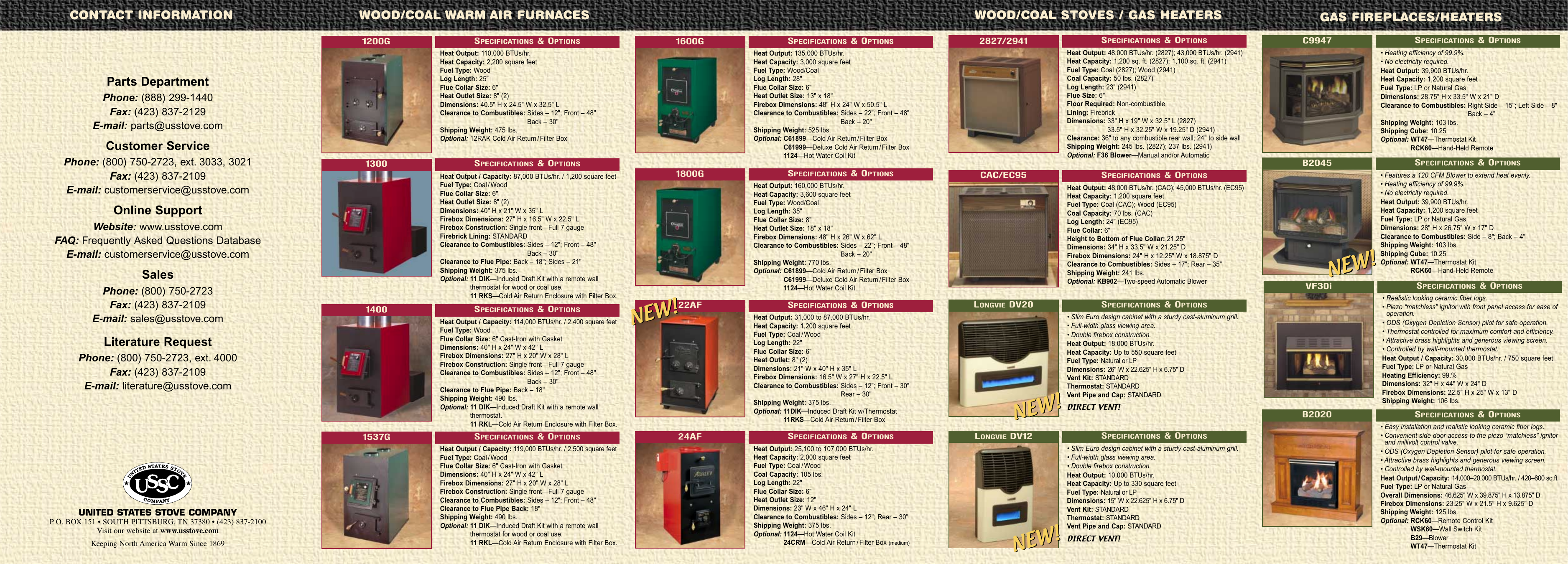 Page 2 of 2 - United-States-Stove United-States-Stove-Wood-Stove-Users-Manual- 5-panel Brochure 1/03  United-states-stove-wood-stove-users-manual