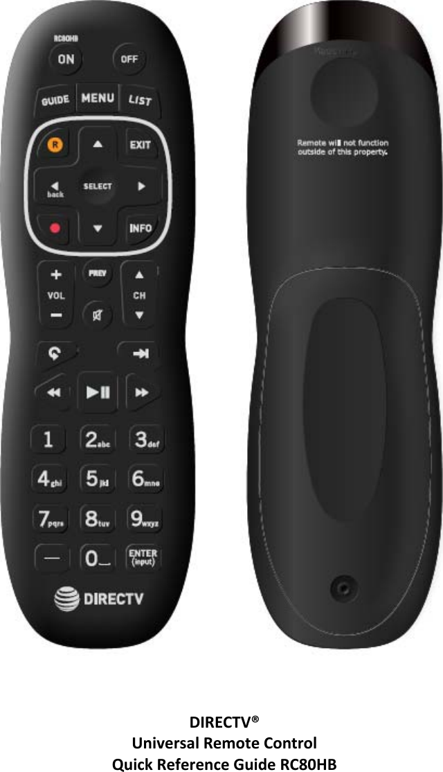   DIRECTV®UniversalRemoteControlQuickReferenceGuideRC80HB