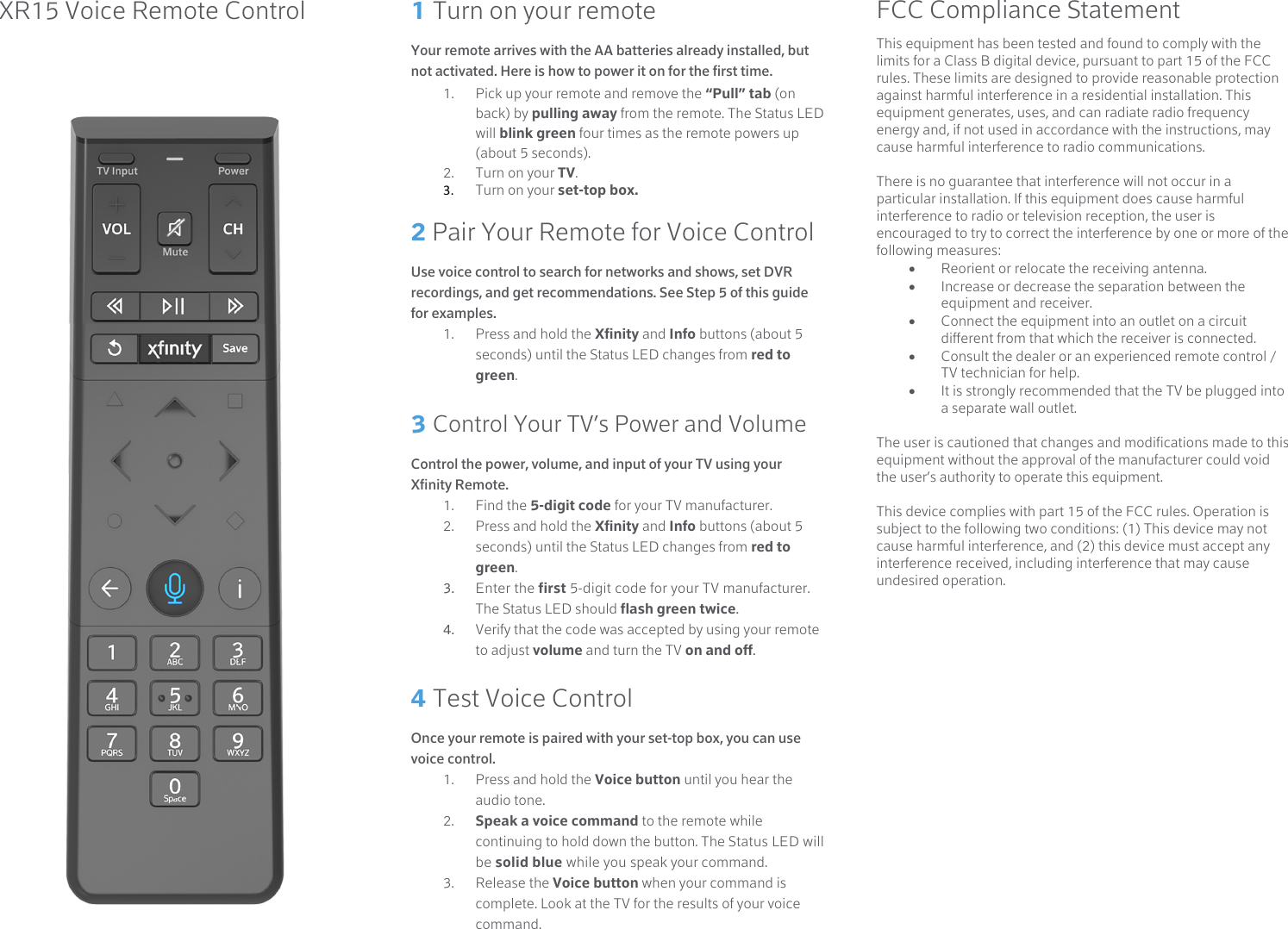 Universal Electronics 43523 Comcast XR15 Remote UE878 2018 User Manual