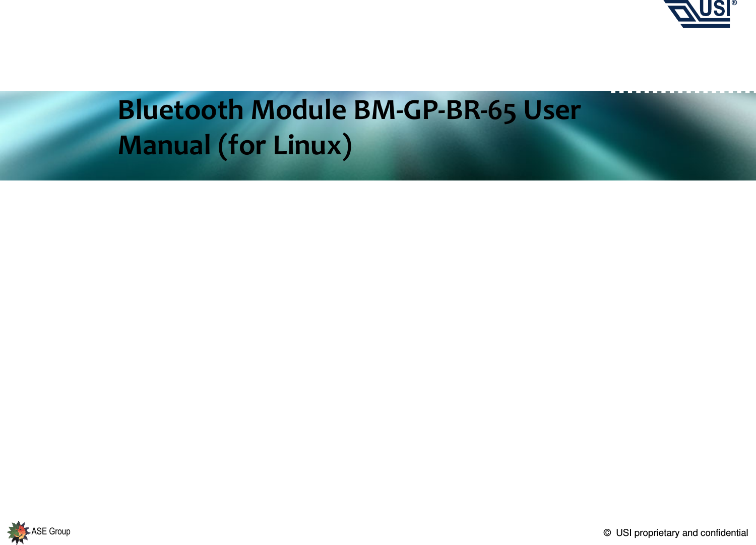 © USI proprietary and confidentialASE GroupBluetooth Module BM-GP-BR-65 User Manual (for Linux)