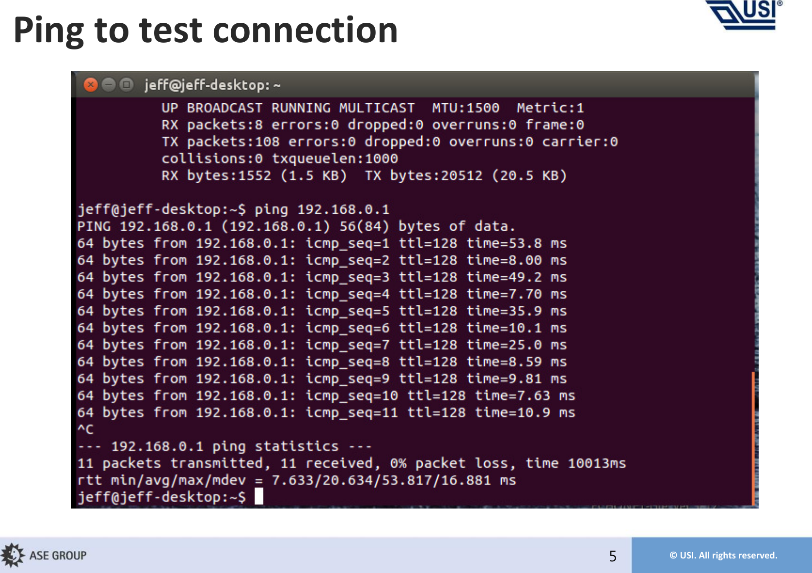 © USI. All rights reserved.5Ping to test connection