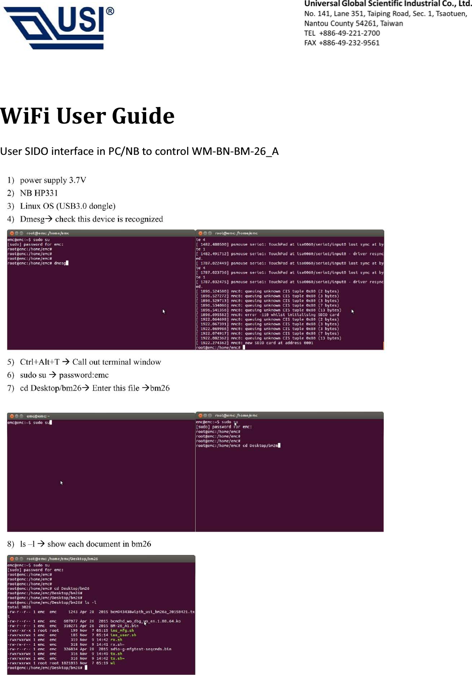                                            WiFi User Guide User SIDO interface in PC/NB to control WM-BN-BM-26_A    