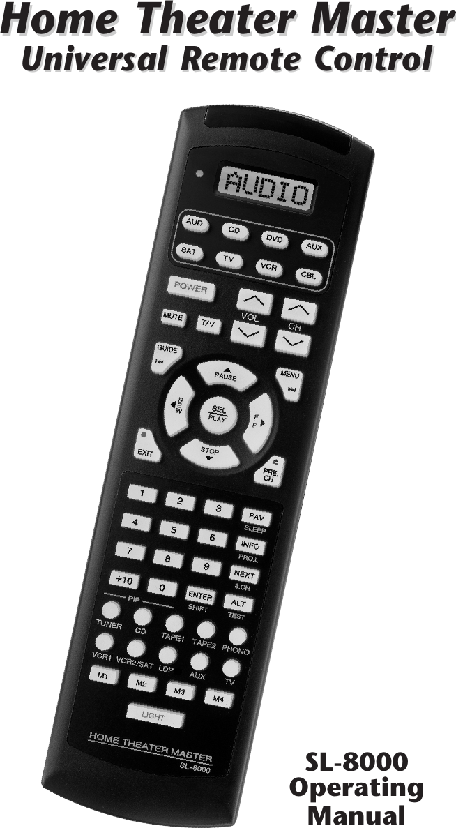Universal Remote Control Sl8000 Owners Manual