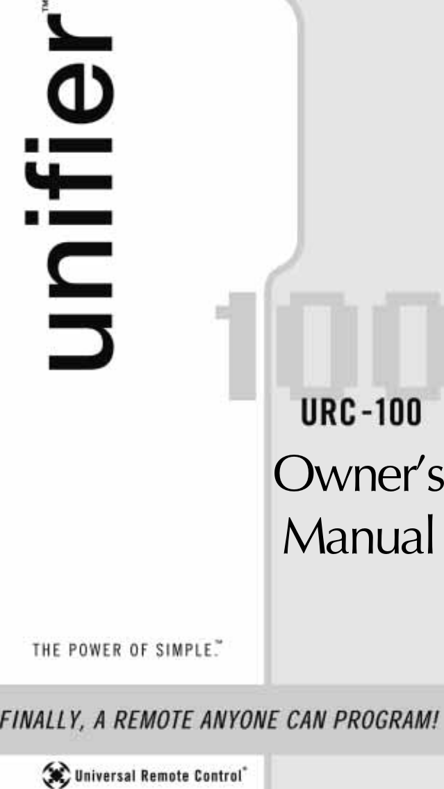 U Remote Control Instructions Universal Remote Control Unifier Urc 100 Users Manual URC200 Owners Rev 27