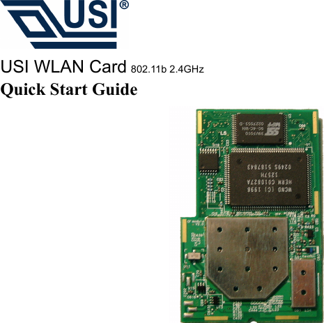 USI WLAN Card 802.11b 2.4GHzQuick Start Guide