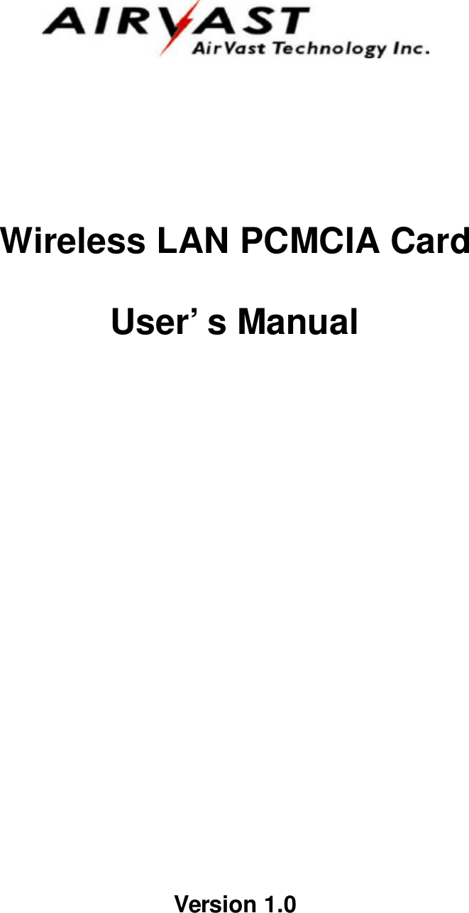      Wireless LAN PCMCIA Card  User’s Manual                        Version 1.0 