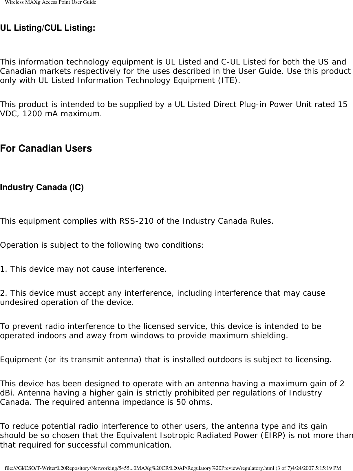 Page 13 of Universal Scientific RTGBR03 U.S. ROBOTICS MAXg WIRELESS ROUTER User Manual Wireless MAXg Access Point User Guide