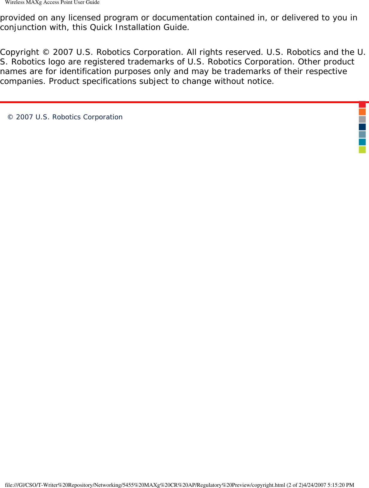 Page 19 of Universal Scientific RTGBR03 U.S. ROBOTICS MAXg WIRELESS ROUTER User Manual Wireless MAXg Access Point User Guide