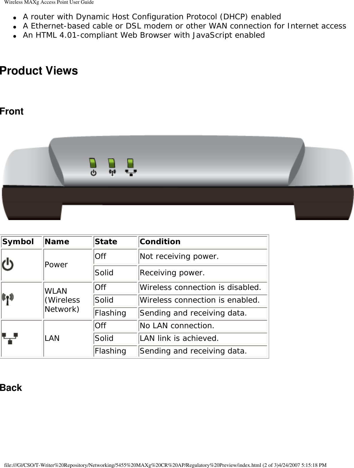 Page 2 of Universal Scientific RTGBR03 U.S. ROBOTICS MAXg WIRELESS ROUTER User Manual Wireless MAXg Access Point User Guide