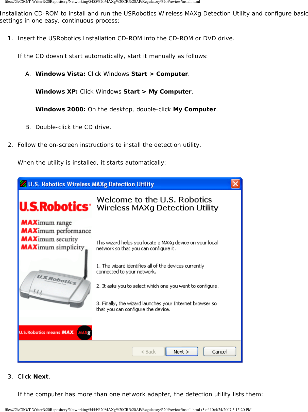 Page 22 of Universal Scientific RTGBR03 U.S. ROBOTICS MAXg WIRELESS ROUTER User Manual Wireless MAXg Access Point User Guide