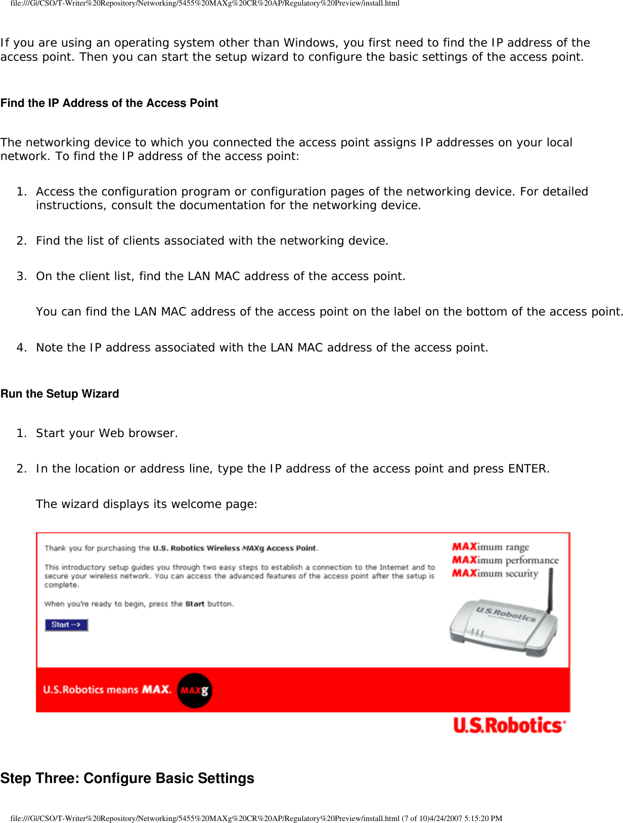 Page 26 of Universal Scientific RTGBR03 U.S. ROBOTICS MAXg WIRELESS ROUTER User Manual Wireless MAXg Access Point User Guide