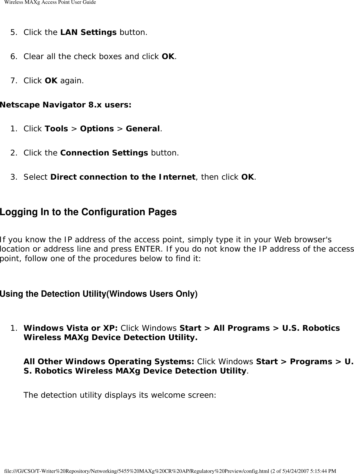 Page 34 of Universal Scientific RTGBR03 U.S. ROBOTICS MAXg WIRELESS ROUTER User Manual Wireless MAXg Access Point User Guide