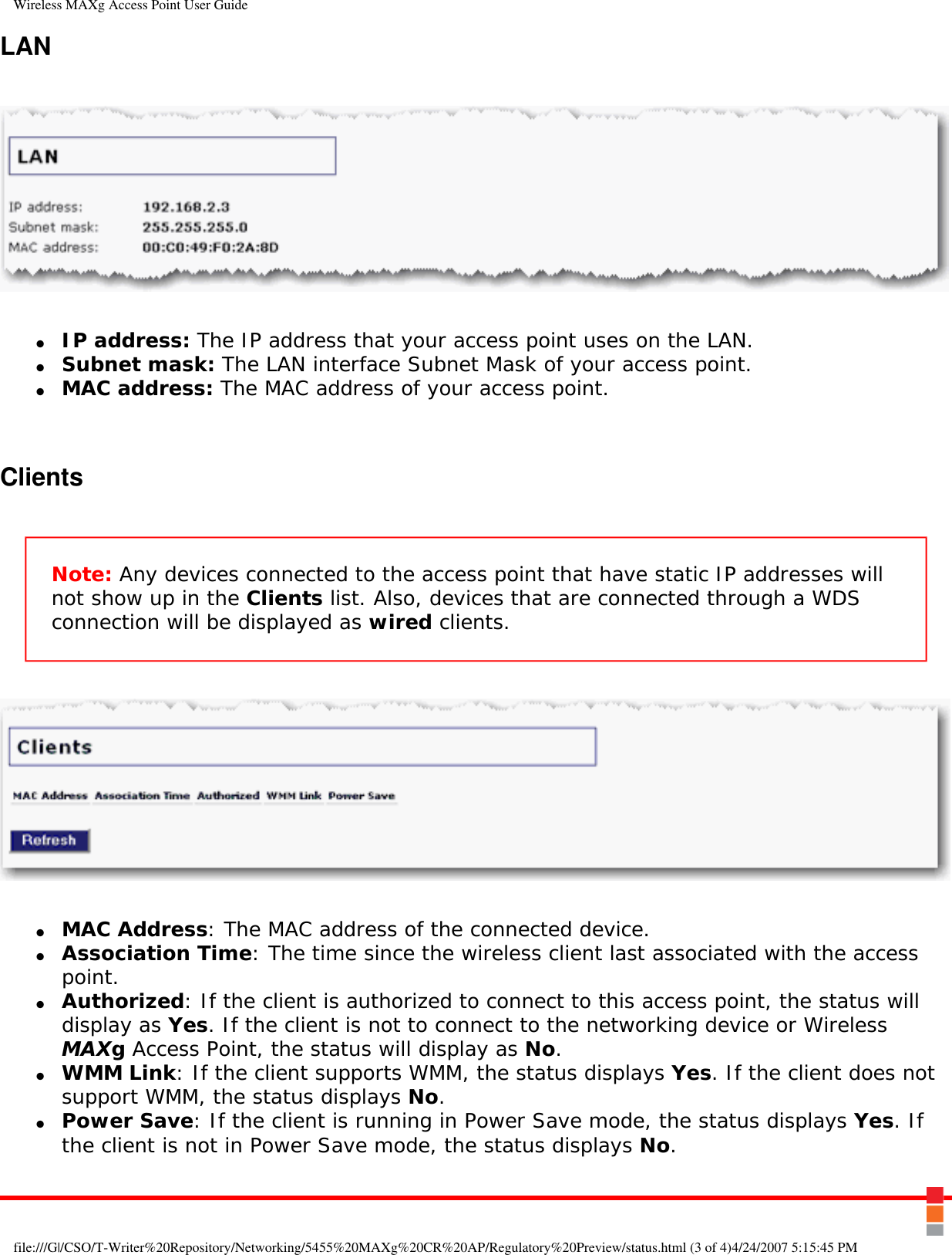 Page 40 of Universal Scientific RTGBR03 U.S. ROBOTICS MAXg WIRELESS ROUTER User Manual Wireless MAXg Access Point User Guide