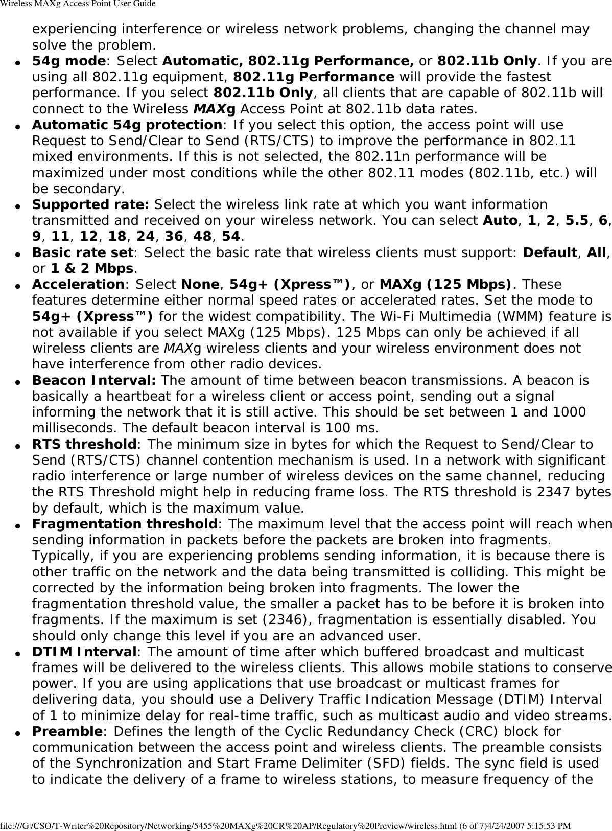 Page 56 of Universal Scientific RTGBR03 U.S. ROBOTICS MAXg WIRELESS ROUTER User Manual Wireless MAXg Access Point User Guide