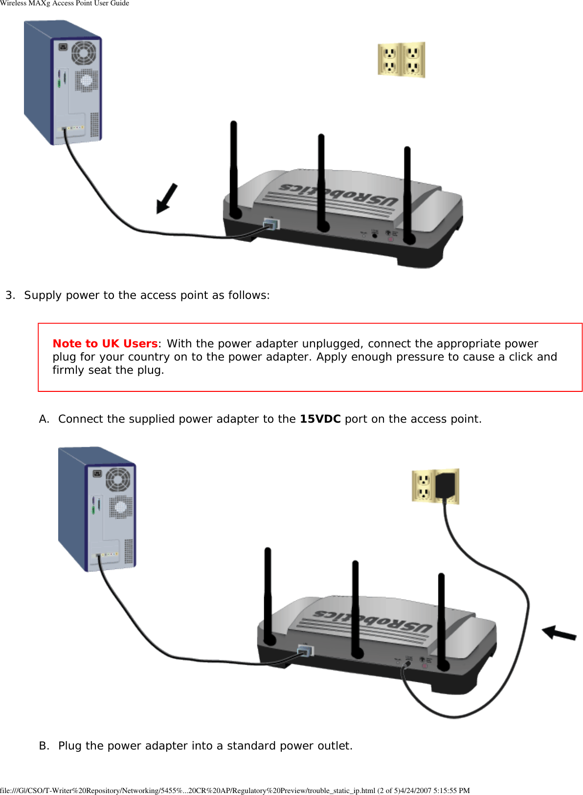 Page 68 of Universal Scientific RTGBR03 U.S. ROBOTICS MAXg WIRELESS ROUTER User Manual Wireless MAXg Access Point User Guide