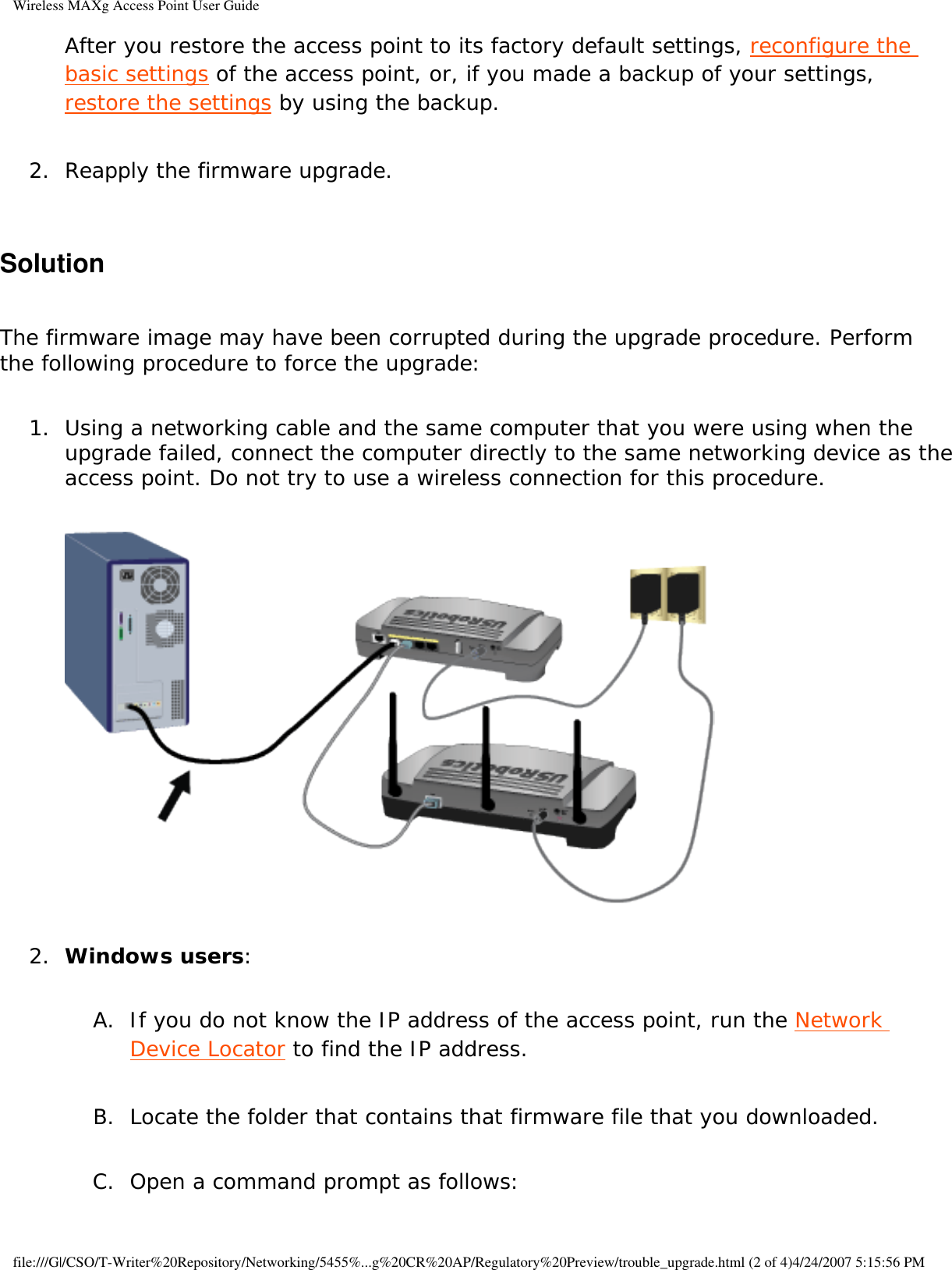 Page 79 of Universal Scientific RTGBR03 U.S. ROBOTICS MAXg WIRELESS ROUTER User Manual Wireless MAXg Access Point User Guide