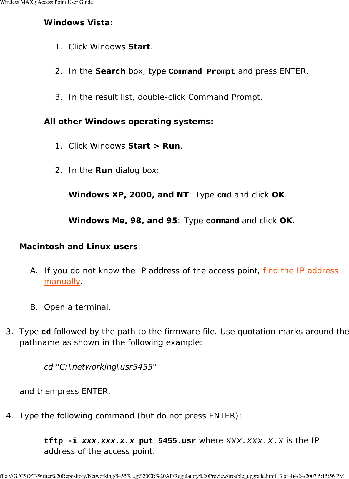 Page 80 of Universal Scientific RTGBR03 U.S. ROBOTICS MAXg WIRELESS ROUTER User Manual Wireless MAXg Access Point User Guide