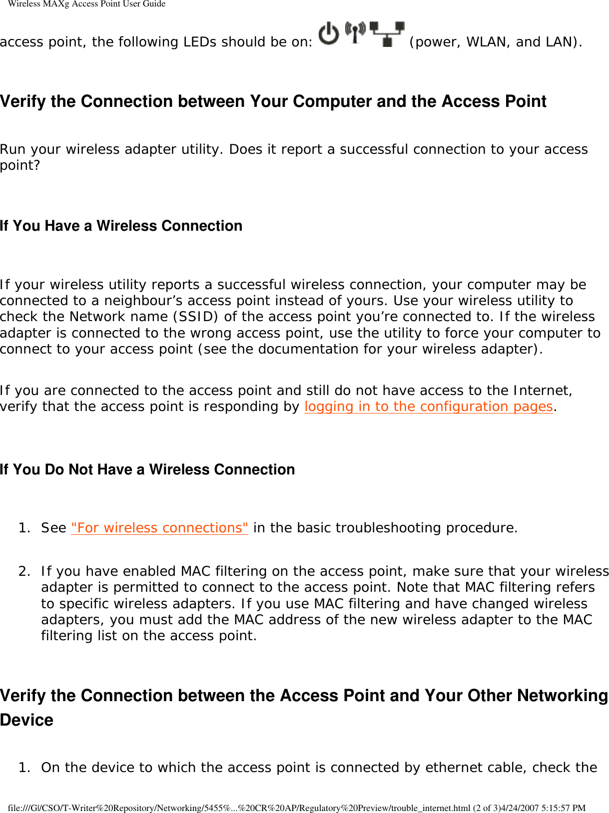 Page 87 of Universal Scientific RTGBR03 U.S. ROBOTICS MAXg WIRELESS ROUTER User Manual Wireless MAXg Access Point User Guide