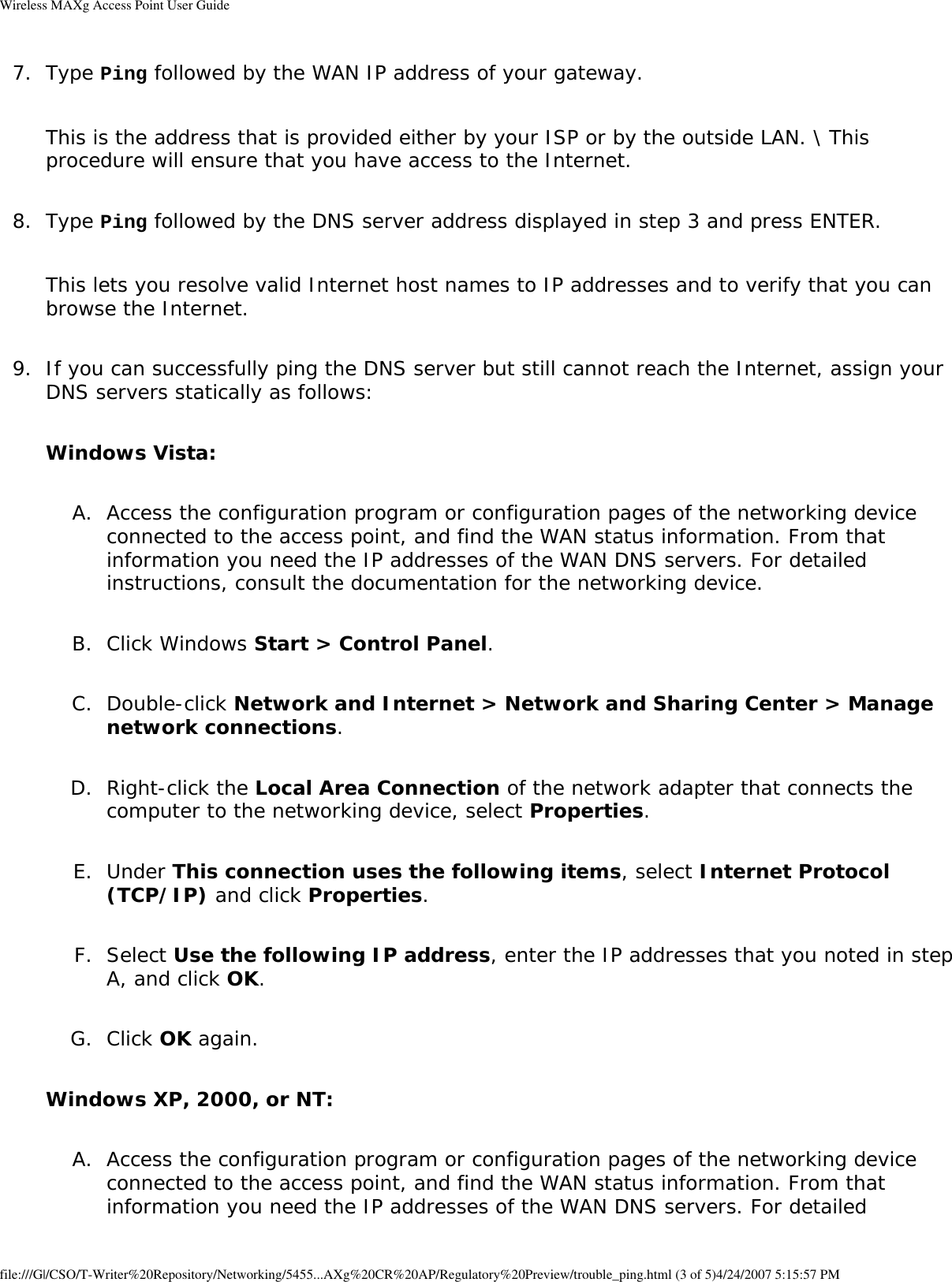 Page 94 of Universal Scientific RTGBR03 U.S. ROBOTICS MAXg WIRELESS ROUTER User Manual Wireless MAXg Access Point User Guide