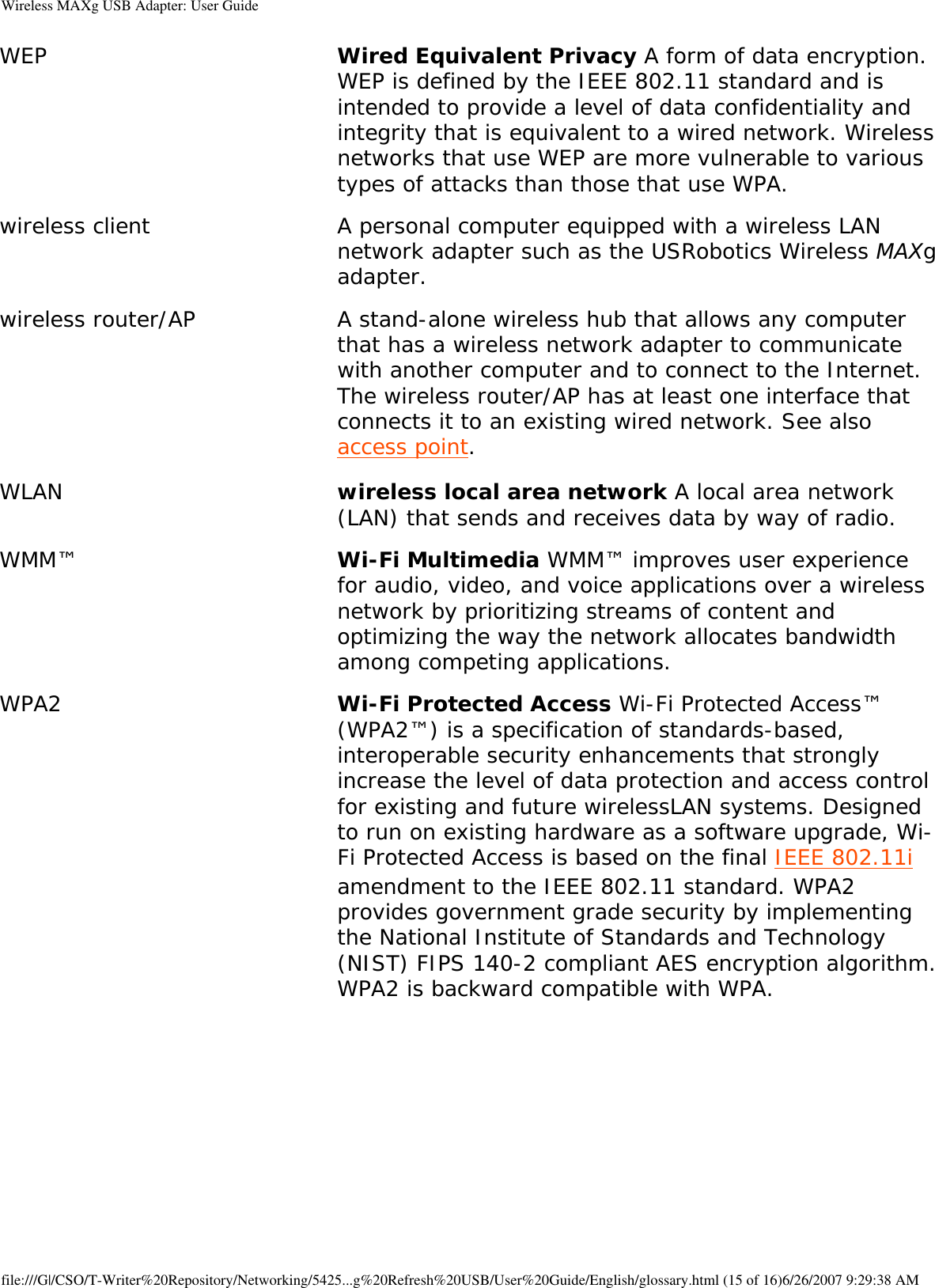 Page 109 of Universal Scientific USGBR02 USROBOTICS WIRELESS MAXg USB ADAPTER User Manual Wireless MAXg USB Adapter  User Guide