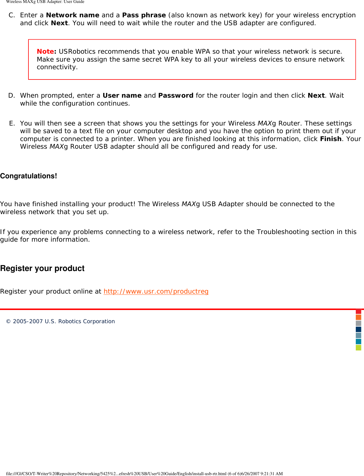 Page 29 of Universal Scientific USGBR02 USROBOTICS WIRELESS MAXg USB ADAPTER User Manual Wireless MAXg USB Adapter  User Guide