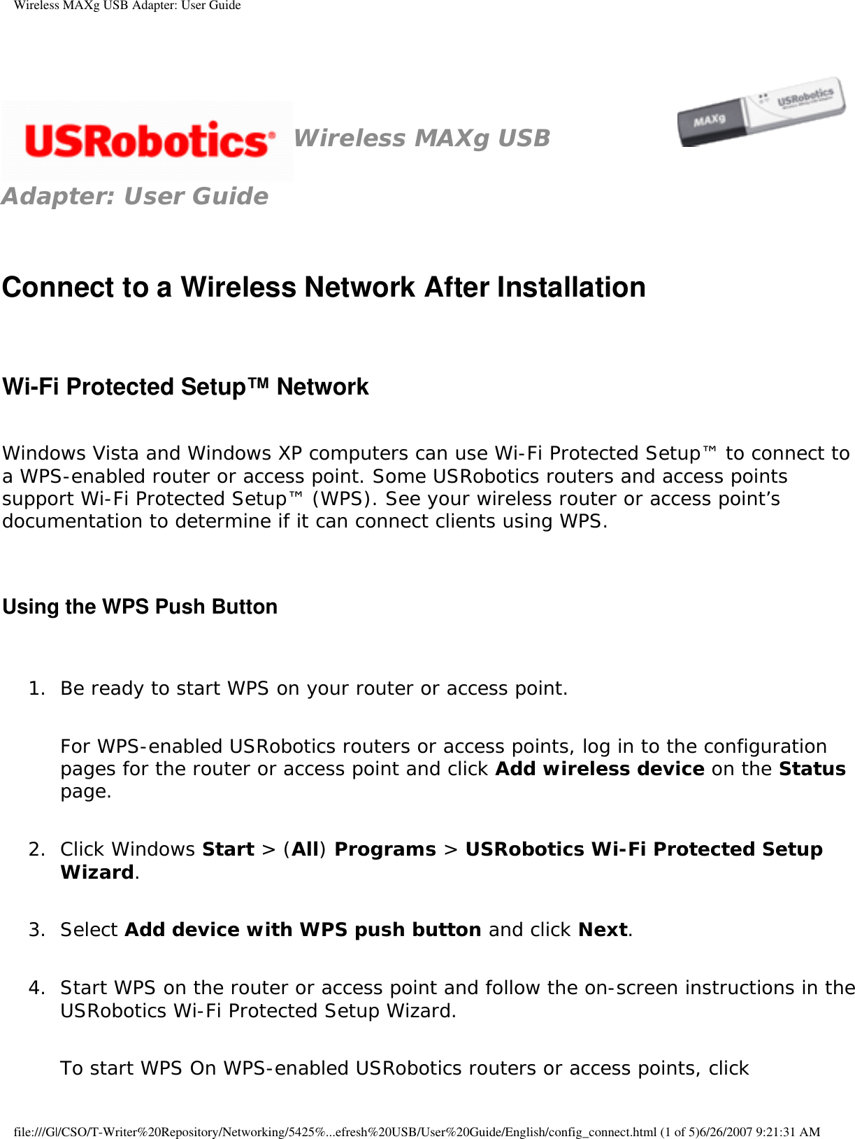 Page 30 of Universal Scientific USGBR02 USROBOTICS WIRELESS MAXg USB ADAPTER User Manual Wireless MAXg USB Adapter  User Guide