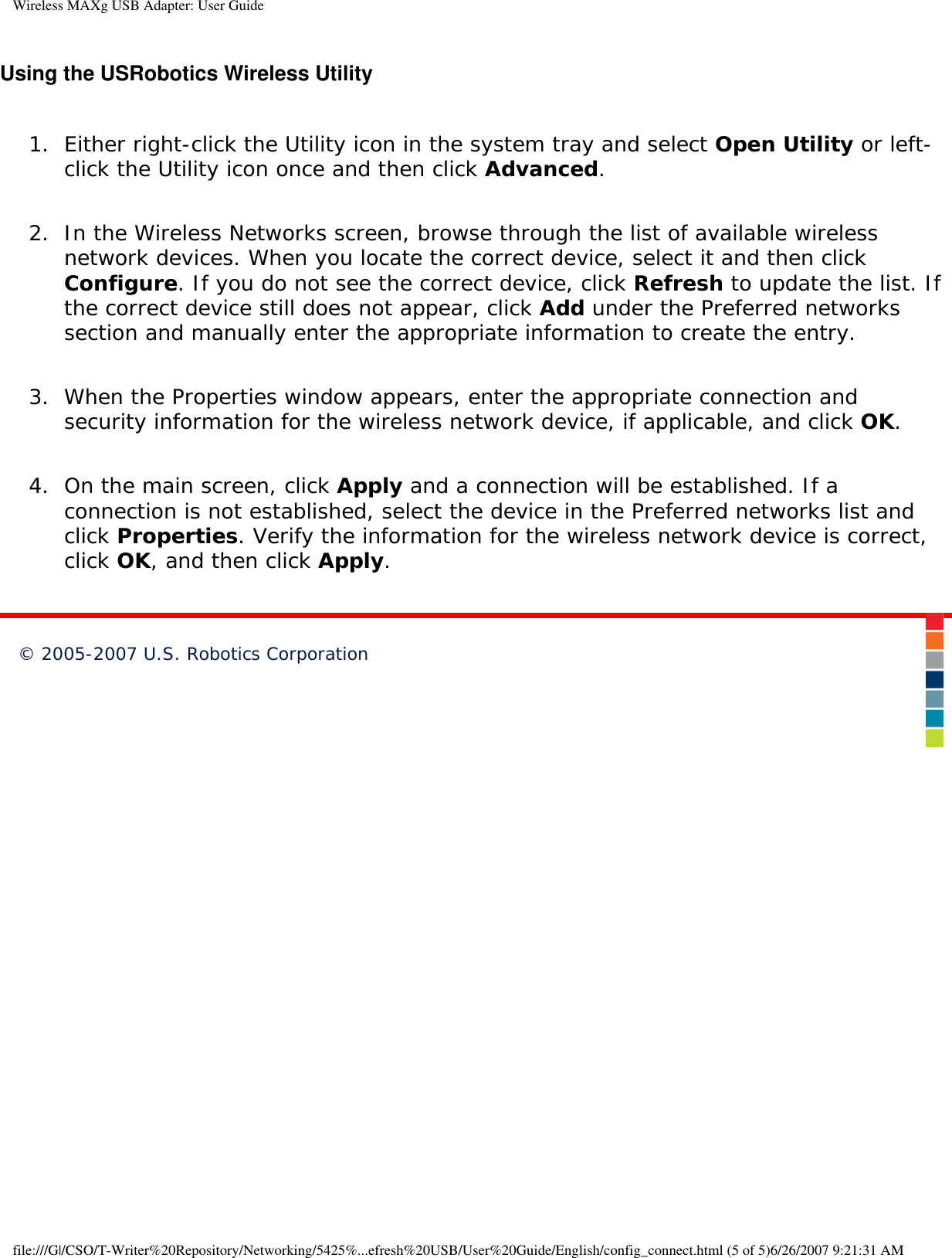 Page 34 of Universal Scientific USGBR02 USROBOTICS WIRELESS MAXg USB ADAPTER User Manual Wireless MAXg USB Adapter  User Guide