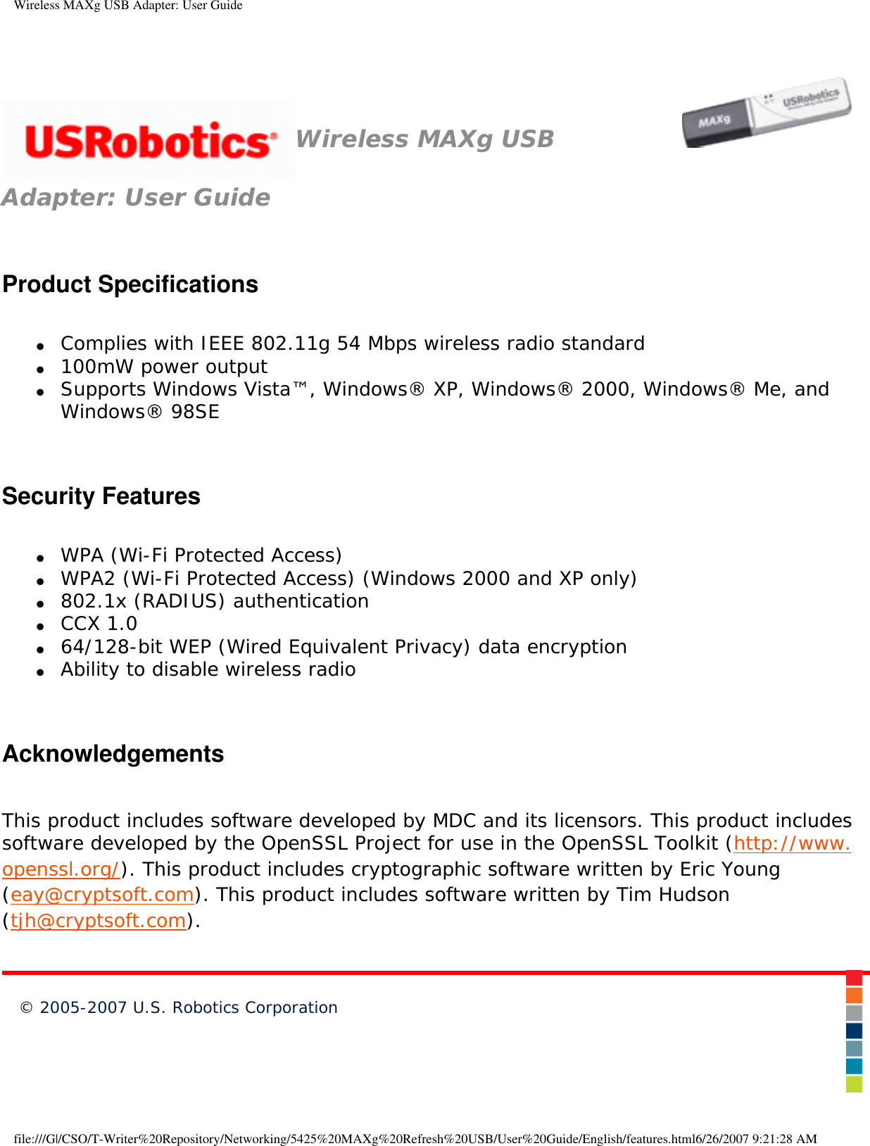 Page 4 of Universal Scientific USGBR02 USROBOTICS WIRELESS MAXg USB ADAPTER User Manual Wireless MAXg USB Adapter  User Guide