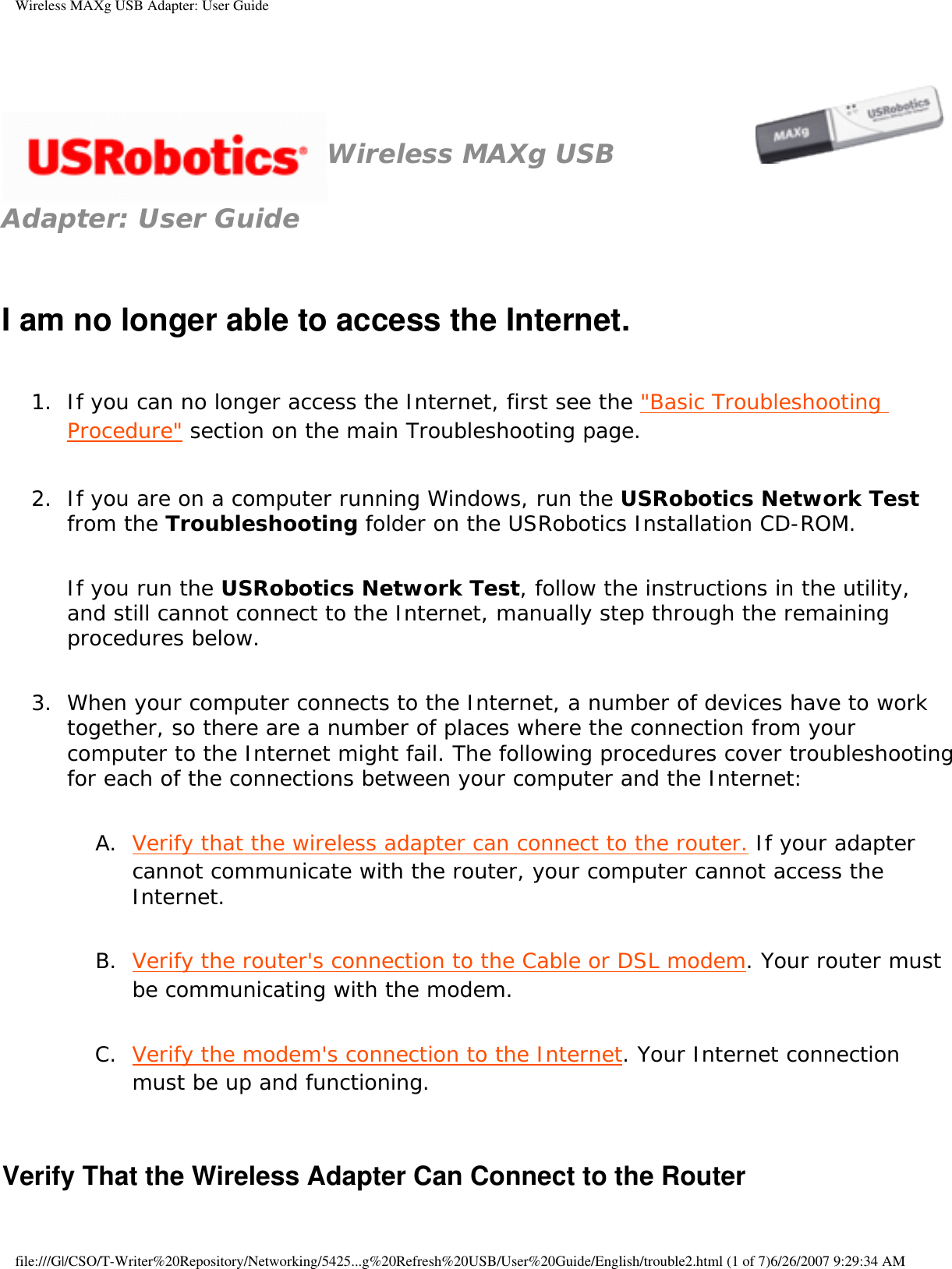 Page 66 of Universal Scientific USGBR02 USROBOTICS WIRELESS MAXg USB ADAPTER User Manual Wireless MAXg USB Adapter  User Guide