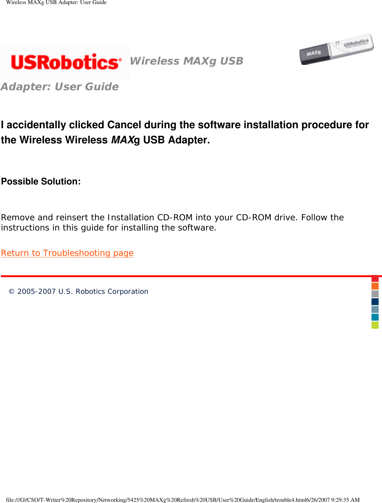 Page 75 of Universal Scientific USGBR02 USROBOTICS WIRELESS MAXg USB ADAPTER User Manual Wireless MAXg USB Adapter  User Guide