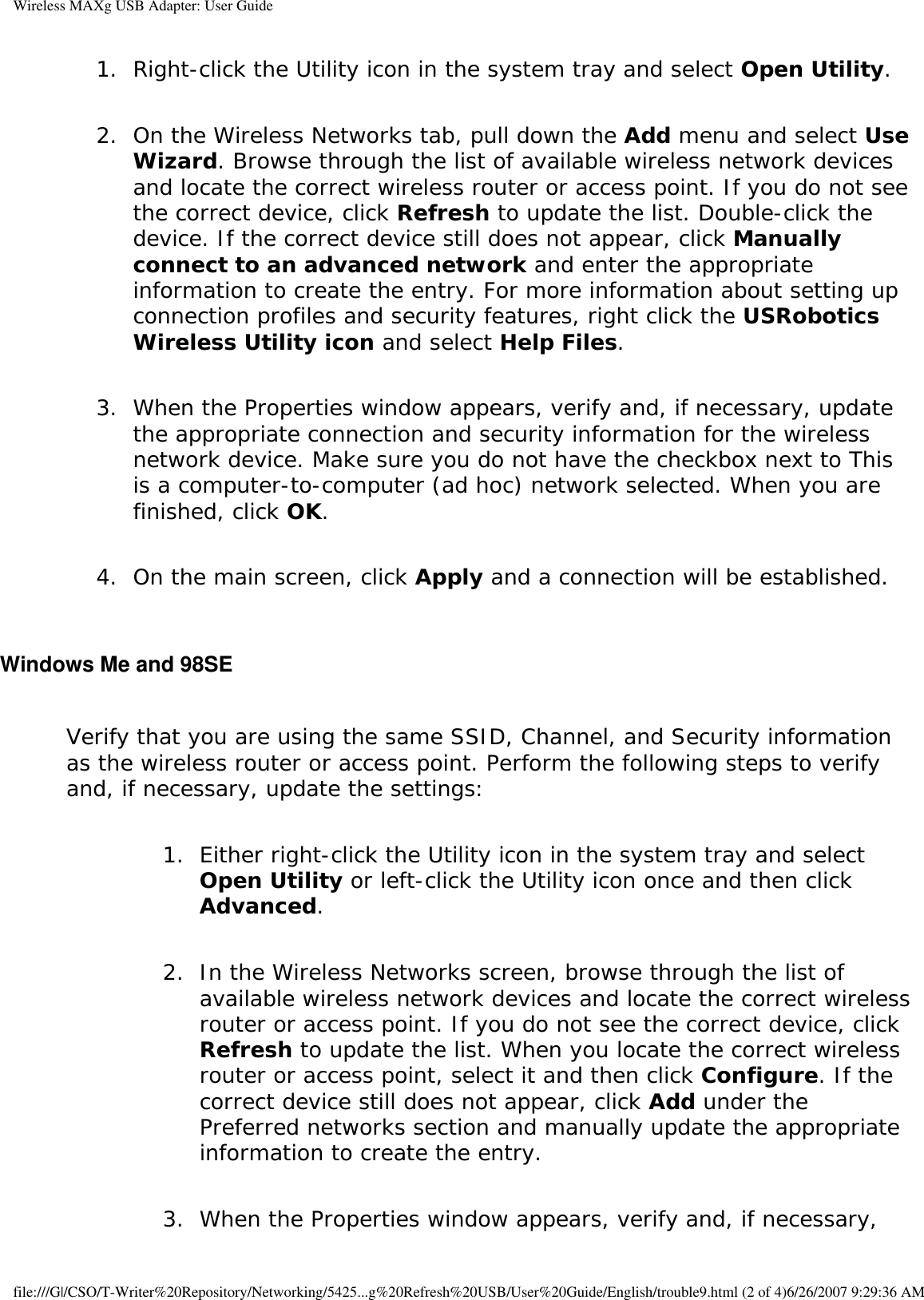 Page 83 of Universal Scientific USGBR02 USROBOTICS WIRELESS MAXg USB ADAPTER User Manual Wireless MAXg USB Adapter  User Guide