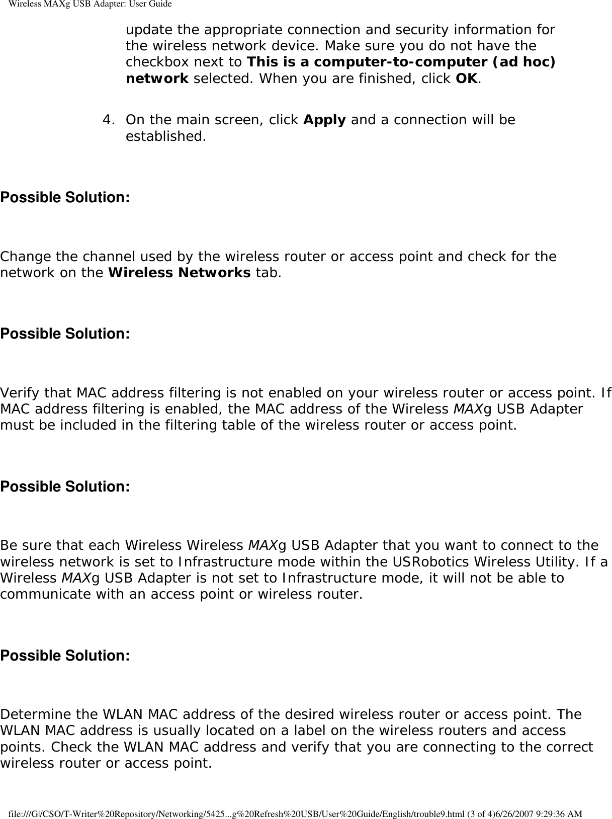 Page 84 of Universal Scientific USGBR02 USROBOTICS WIRELESS MAXg USB ADAPTER User Manual Wireless MAXg USB Adapter  User Guide