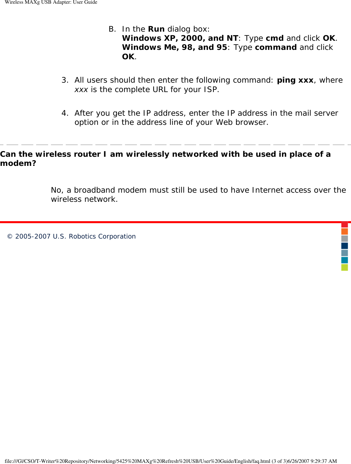 Page 94 of Universal Scientific USGBR02 USROBOTICS WIRELESS MAXg USB ADAPTER User Manual Wireless MAXg USB Adapter  User Guide