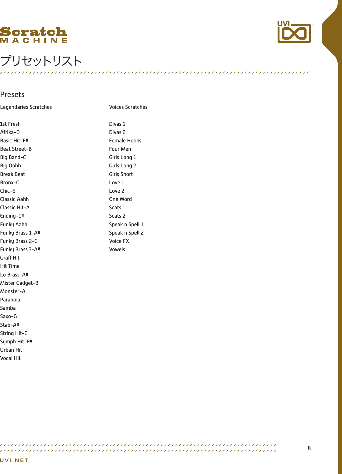 Page 8 of 10 - Uvi Scratch Machine Manual Jp User