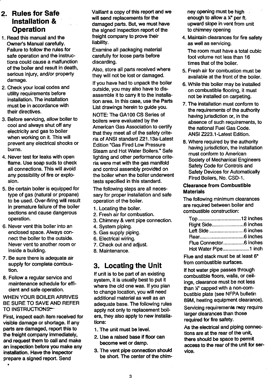 Page 3 of 12 - VAILLANT  Boiler Manual 98110066