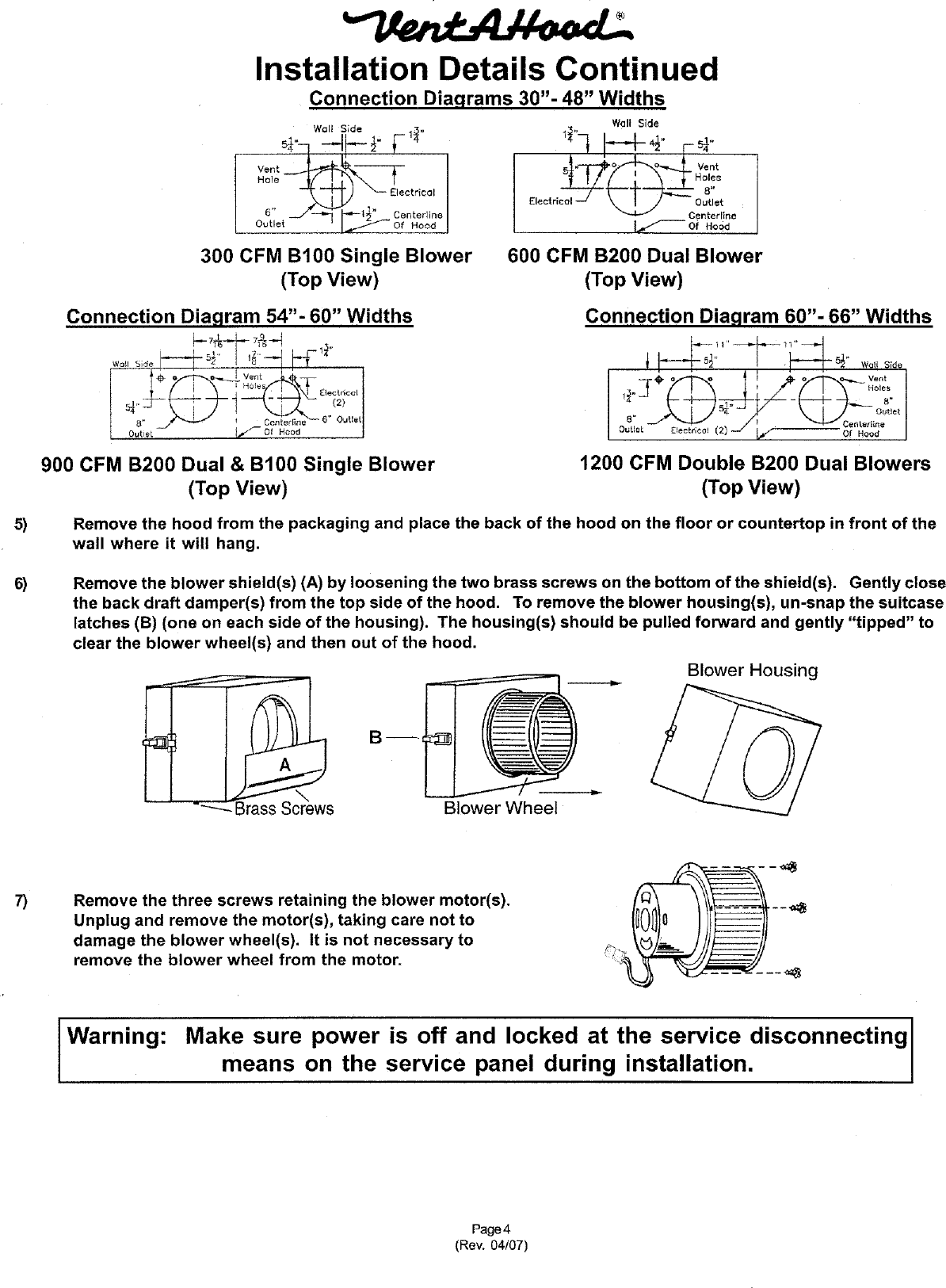 Page 4 of 7 - VENTAHOOD Range Hood Manual L0709186