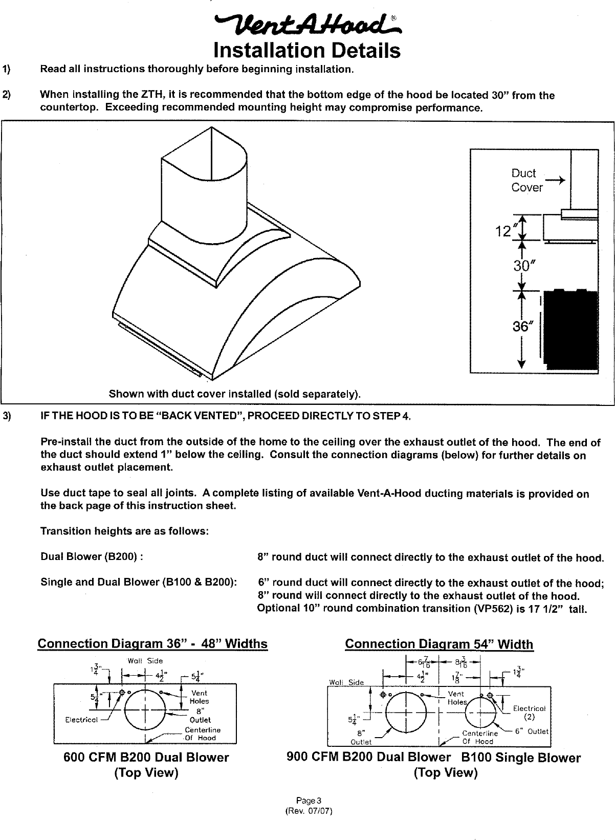 Page 3 of 6 - VENTAHOOD  Range Hood Manual L0709187