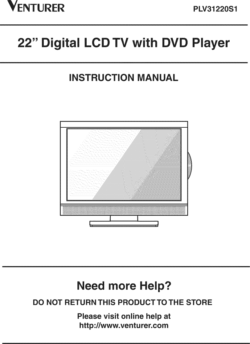 VENTURER TV/VCR Or DVD Combo Manual L0811280