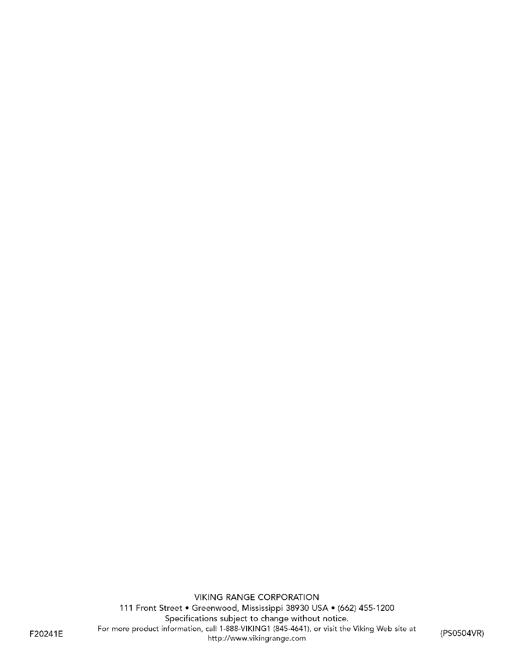 Page 12 of 12 - VIKING  RANGE CORP. Built In Oven, Electric Manual L0412511