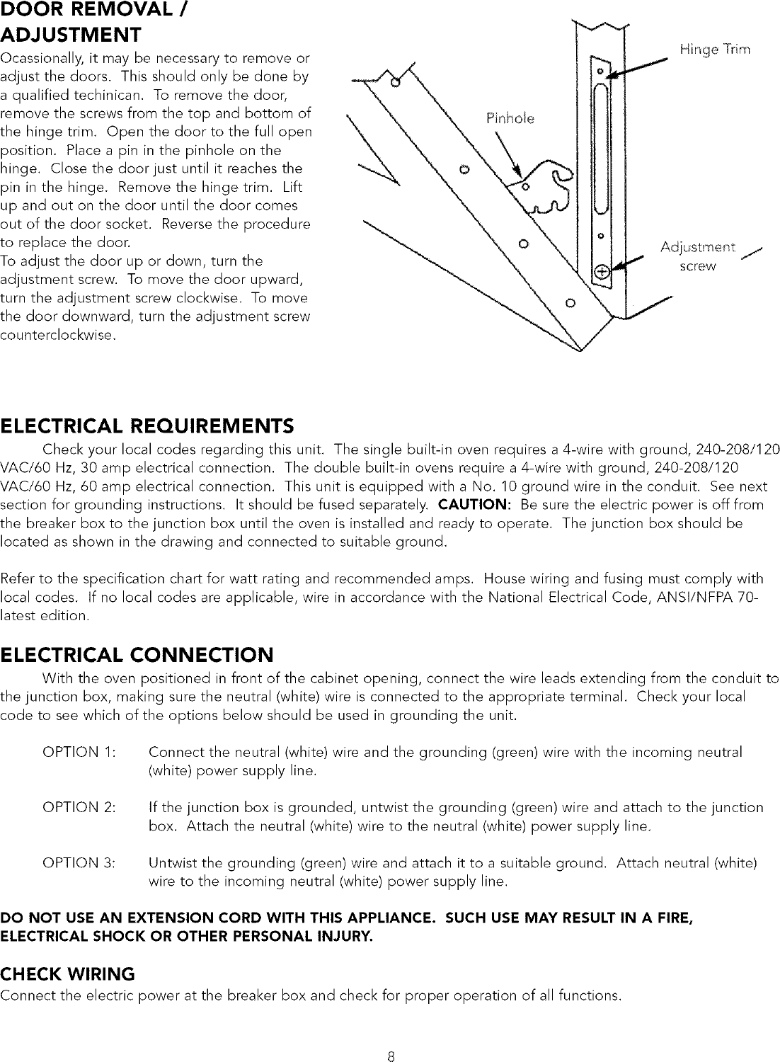 Page 8 of 12 - VIKING  RANGE CORP. Built In Oven, Electric Manual L0412511