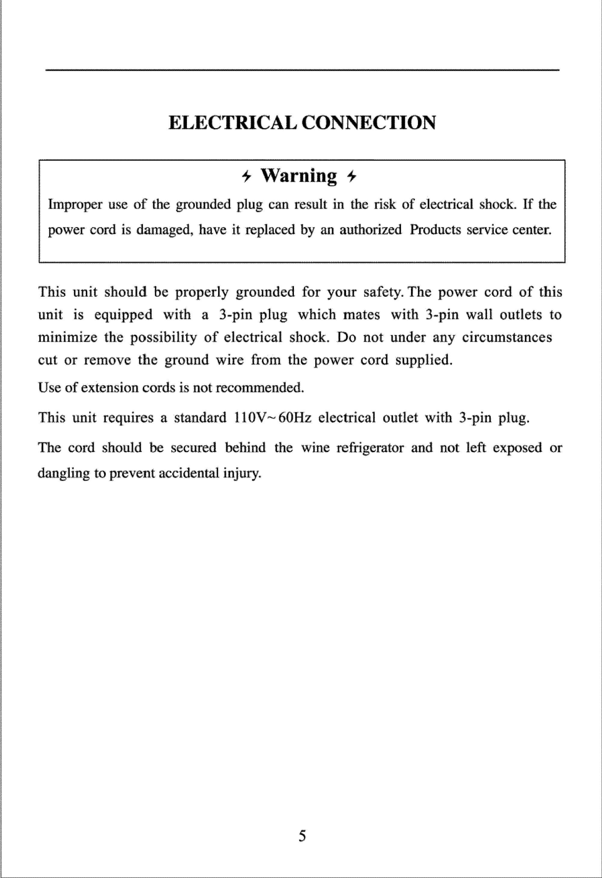 Page 7 of 12 - VINOTEMP  Wine Cooler Manual L0801832